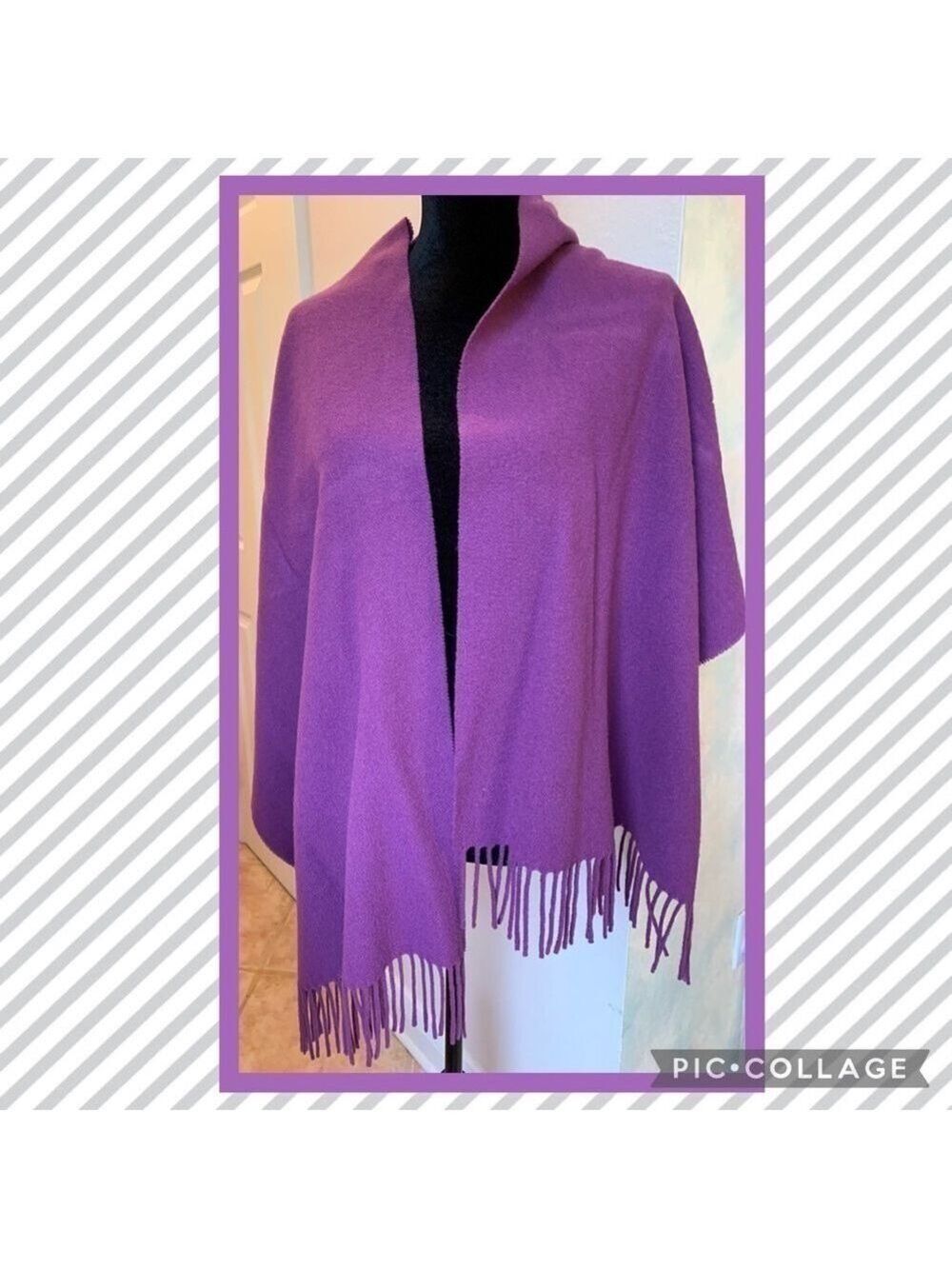 FIORI DI FIRENZE Long wool blanket scarf shawl wrap Italian wool winter luxury